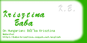 krisztina baba business card